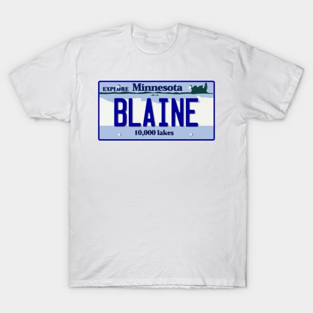 Blaine MN License Plate T-Shirt by zsonn